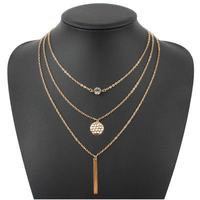 turquoise crystal bead round bar charm gold chain necklace multi layer statement necklaces amp pendants women summer jewelry-Dollar Bargains Online Shopping Australia