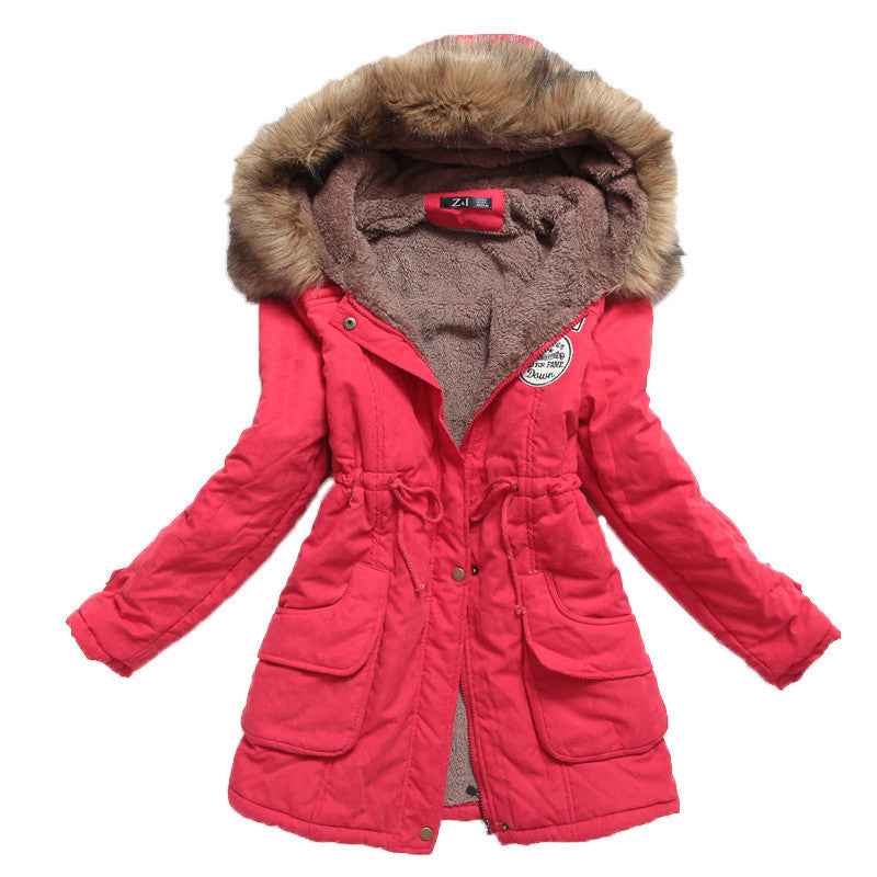 winter women jacket medium-long thicken plus size 4XL outwear hooded wadded coat slim parka cotton-padded jacket overcoat-Dollar Bargains Online Shopping Australia