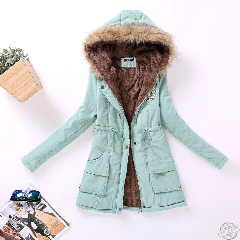 winter women jacket medium-long thicken plus size 4XL outwear hooded wadded coat slim parka cotton-padded jacket overcoat-Dollar Bargains Online Shopping Australia