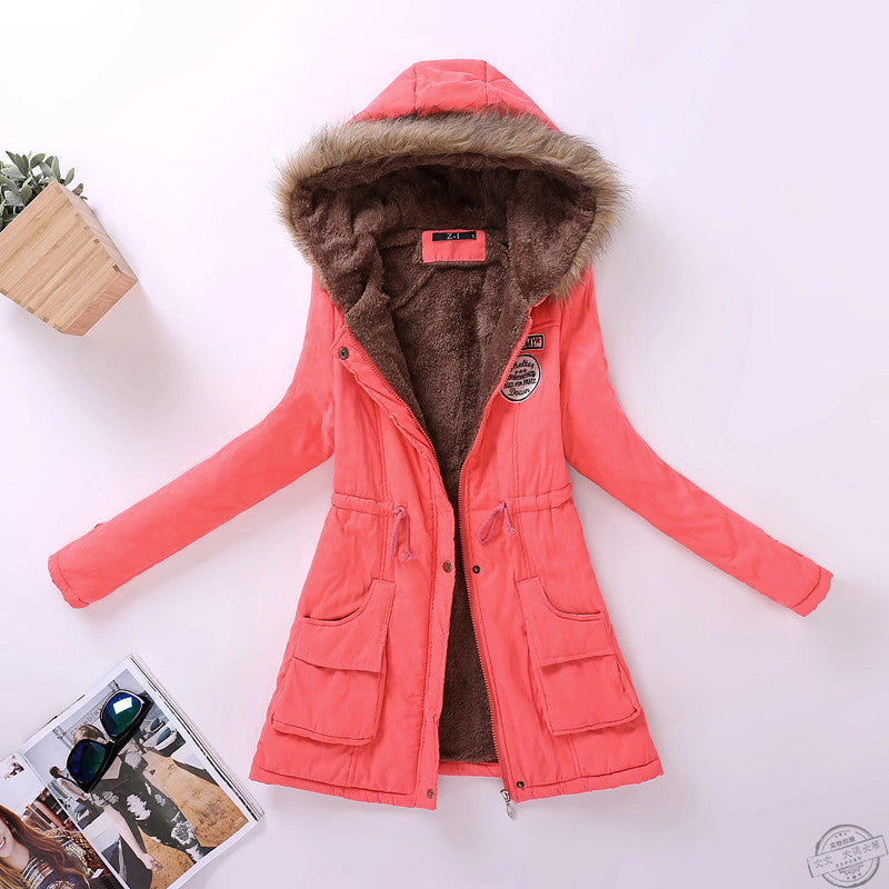 winter women jacket medium-long thicken plus size 4XL outwear hooded wadded coat slim parka cotton-padded jacket overcoat-Dollar Bargains Online Shopping Australia