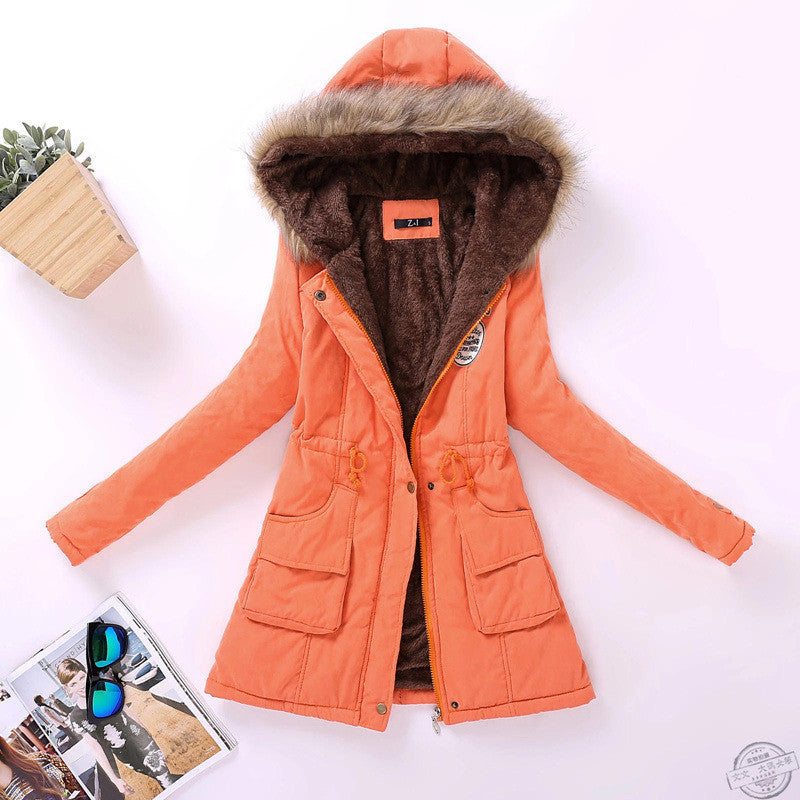 winter women jacket medium-long thicken plus size 4XL outwear hooded wadded coat slim parka cotton-padded jacket overcoat-Dollar Bargains Online Shopping Australia