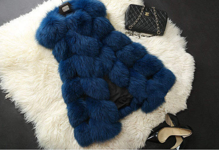 Winter Coat Women Fur Vest With a Pocket High-Grade Faux Fur Coat Leisure Women Fox Fur Long-Dollar Bargains Online Shopping Australia