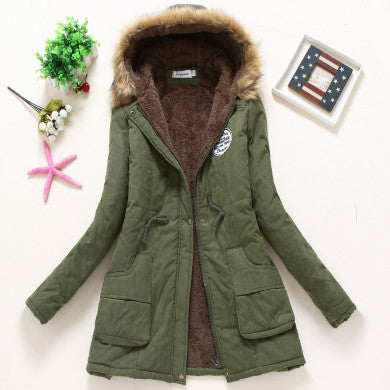 Winter Coat Women Parka Casual Outwear Military Hooded Thickening Cotton Coat Winter Jacket Fur Coats Women Clothes D21-Dollar Bargains Online Shopping Australia