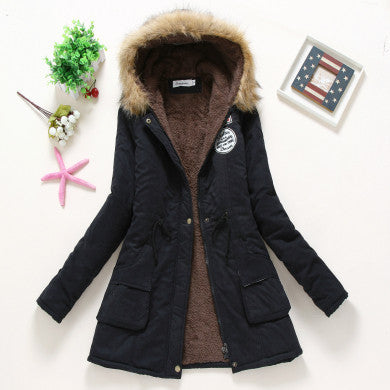 Winter Coat Women Parka Casual Outwear Military Hooded Thickening Cotton Coat Winter Jacket Fur Coats Women Clothes D21-Dollar Bargains Online Shopping Australia