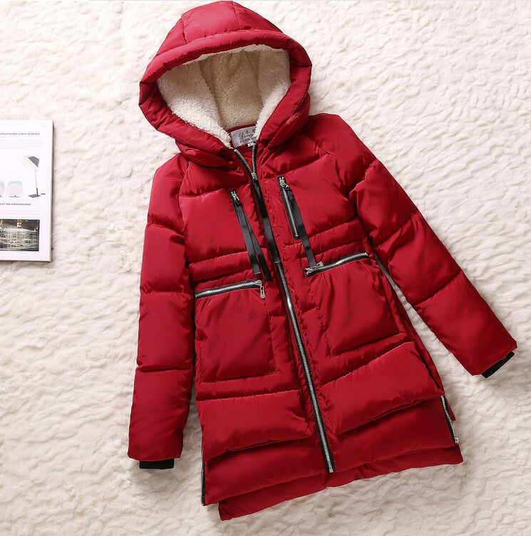 Women parka thick wadded jacket female winter jacket women outerwear slim jackets medium-long down cotton parkas red coats-Dollar Bargains Online Shopping Australia