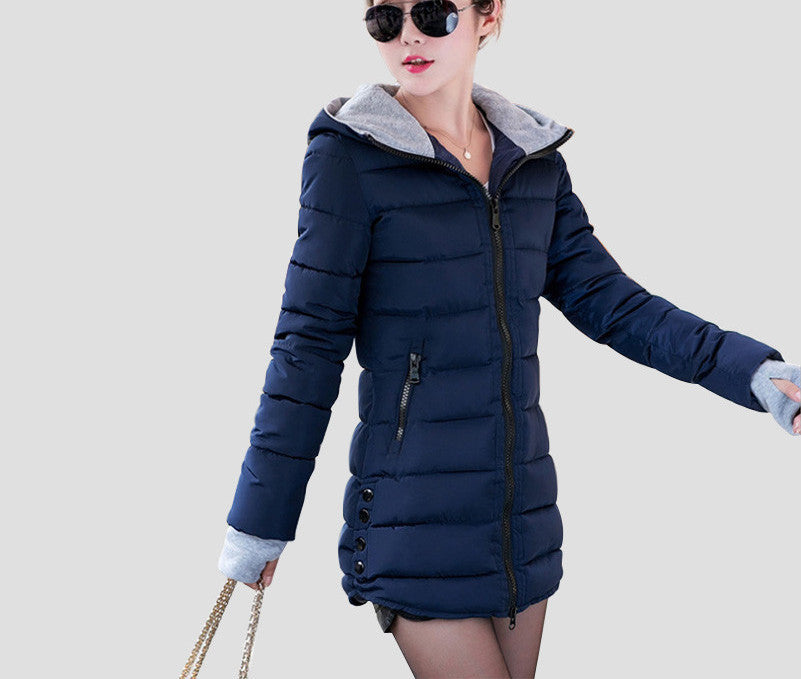 Warm Winter Jackets Women Fashion Down Cotton Parkas Casual Hooded Long Coat Thickening Plus Size Parka Zipper Cotton Slim-Dollar Bargains Online Shopping Australia