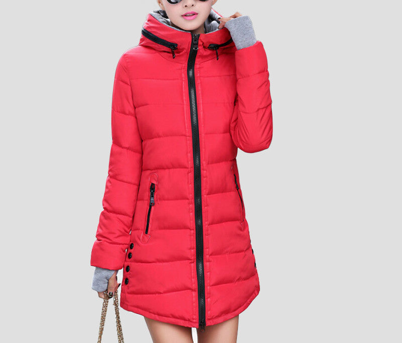 Warm Winter Jackets Women Fashion Down Cotton Parkas Casual Hooded Long Coat Thickening Plus Size Parka Zipper Cotton Slim-Dollar Bargains Online Shopping Australia