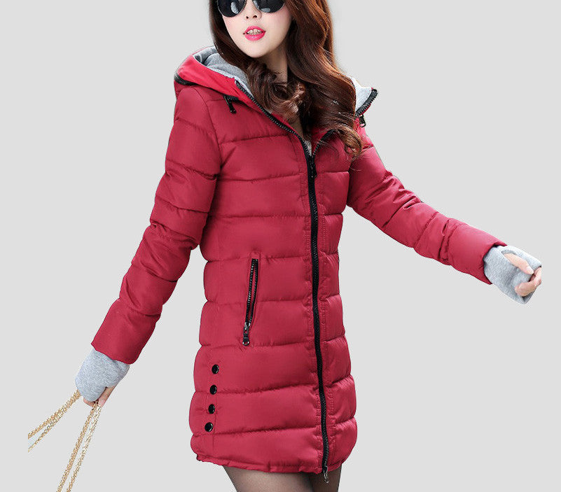 Warm Winter Jackets Women Fashion Down Cotton Parkas Casual Hooded Long Coat Thickening Plus Size Parka Zipper Cotton Slim-Dollar Bargains Online Shopping Australia