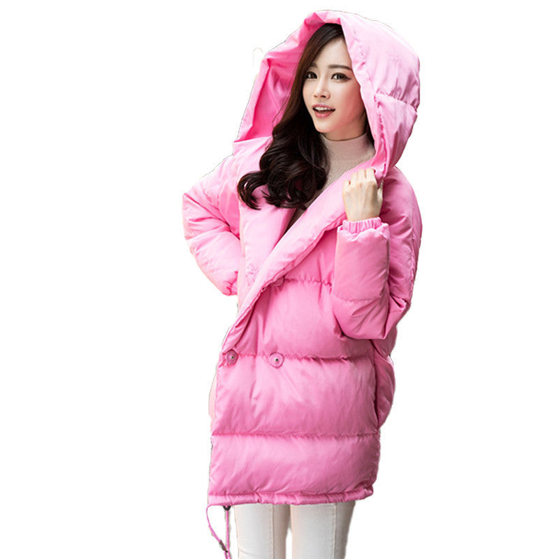 winter women loose fit coat fashion cute parkas hooded jacket overcoat medium casual plus size duck down overcoat snowear-Dollar Bargains Online Shopping Australia