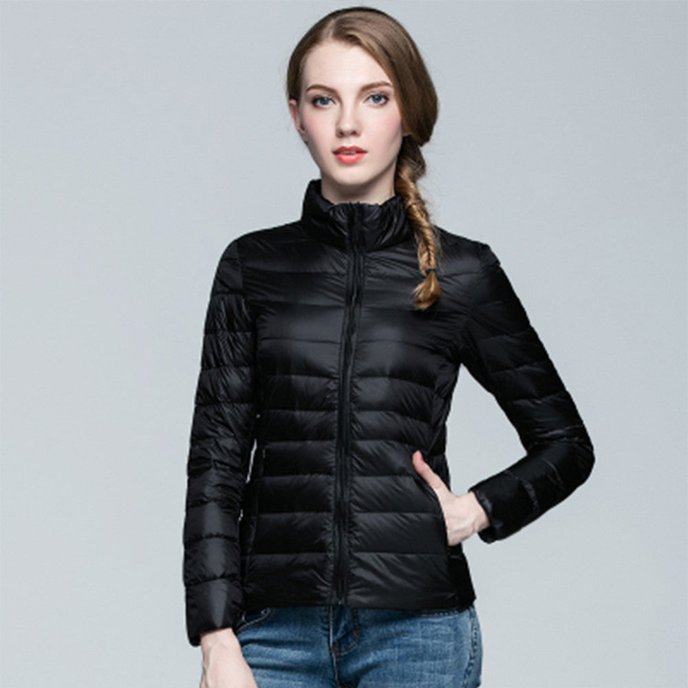 Women Ultra Light Down Jacket Winter Duck Down Jackets Women Slim Long Sleeve Parka Zipper Coats Pockets Solid-Dollar Bargains Online Shopping Australia