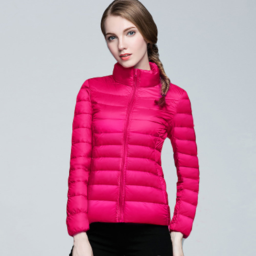 Women Ultra Light Down Jacket Winter Duck Down Jackets Women Slim Long Sleeve Parka Zipper Coats Pockets Solid-Dollar Bargains Online Shopping Australia