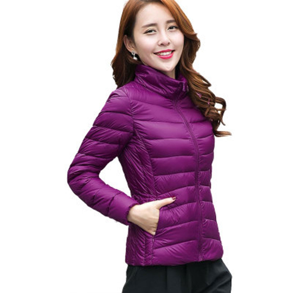 Women Ultra Light Down Jacket Winter Duck Down Jackets Women Slim Long Sleeve Parka Zipper Coats Pockets Solid-Dollar Bargains Online Shopping Australia