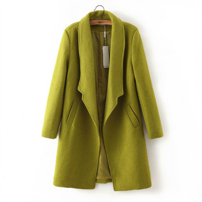 women winter autumn jacket long women coat slim suit collar long style soild woolen coat female jacket-Dollar Bargains Online Shopping Australia