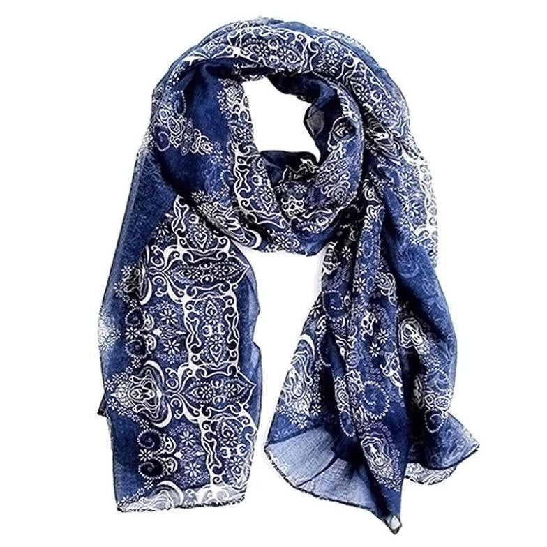 160*70cm High Blue and White Porcelain Style Thin Section the Silk Floss Women Scarf Shawl #L033511-Dollar Bargains Online Shopping Australia