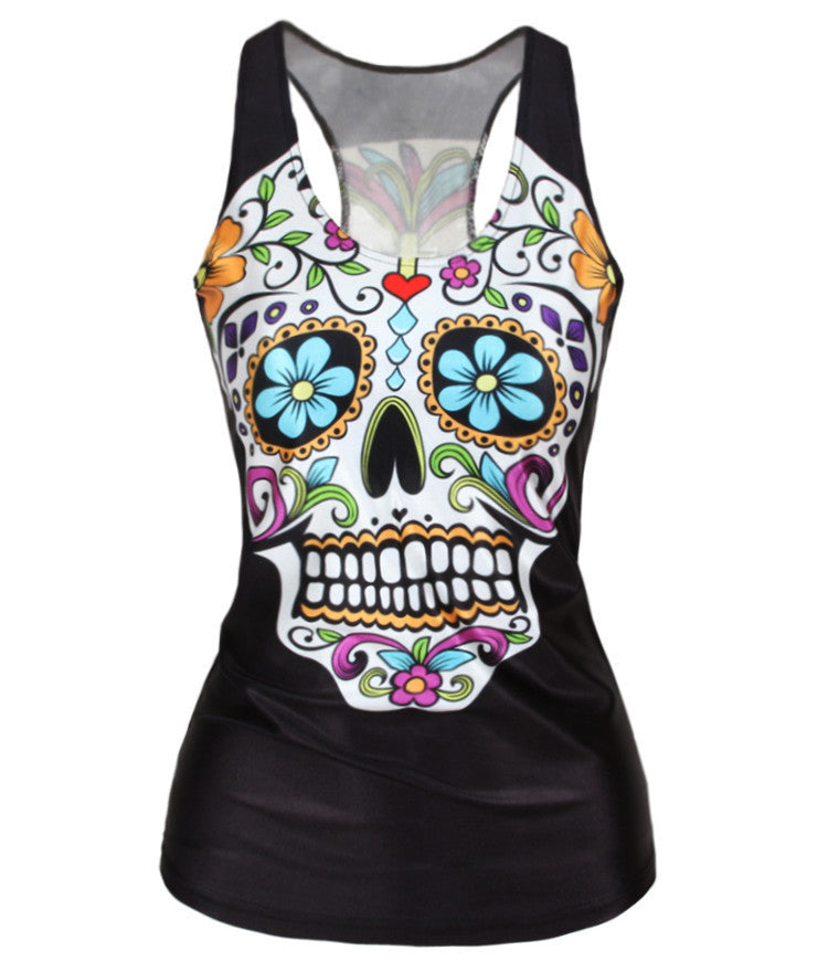 V9 women Floral sugar skull tank tops adventure time camisole t shirt-Dollar Bargains Online Shopping Australia