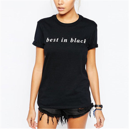 Black Is My Happy Color Letter Women Unisex Black O Neck T Shirts Printing Fashion Tee Black Tops Lady T-shirt 4 Plus size-Dollar Bargains Online Shopping Australia