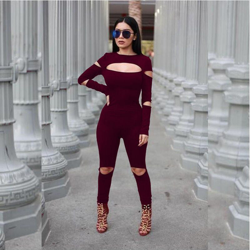 3 Colors Autumn Winter Rompers Women Jumpsuit Plus Size Solid Black Bodysuits Long Sleeve Skinny Bodycon Zipper XD501-Dollar Bargains Online Shopping Australia