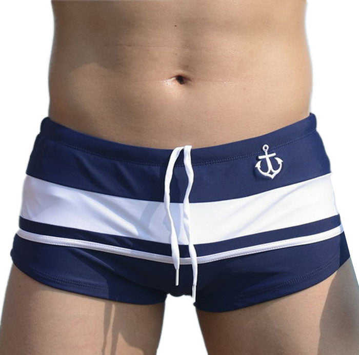 Attractive Top Design Men Sexy Beach Pants Shorts Stripe Color Matching Boxer Trunks Swimwear AP 18-Dollar Bargains Online Shopping Australia