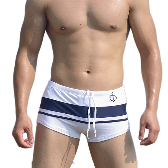 Attractive Top Design Men Sexy Beach Pants Shorts Stripe Color Matching Boxer Trunks Swimwear AP 18-Dollar Bargains Online Shopping Australia