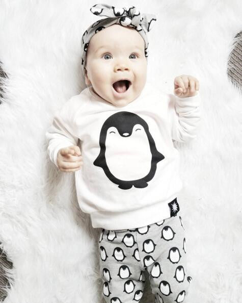 3Pcs Set Baby boy Bebe girl Clothes Autumn born Carter baby girl Penguin clothing sets T-Shirt+Pants+Headband/Christmas Hat-Dollar Bargains Online Shopping Australia