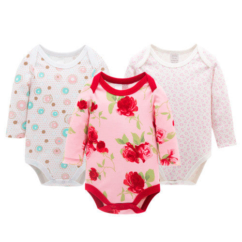 3pcs/Lot Thick Cotton Baby Rompers Summer Long Sleeve Baby Wear Infant Jumpsuit Boys Girls Clothes-Dollar Bargains Online Shopping Australia