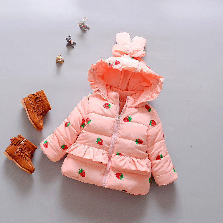 Baby girls clothes cotton-padded kids winter jacket Strawberry outwear parka children's clothing girls winter coats-Dollar Bargains Online Shopping Australia