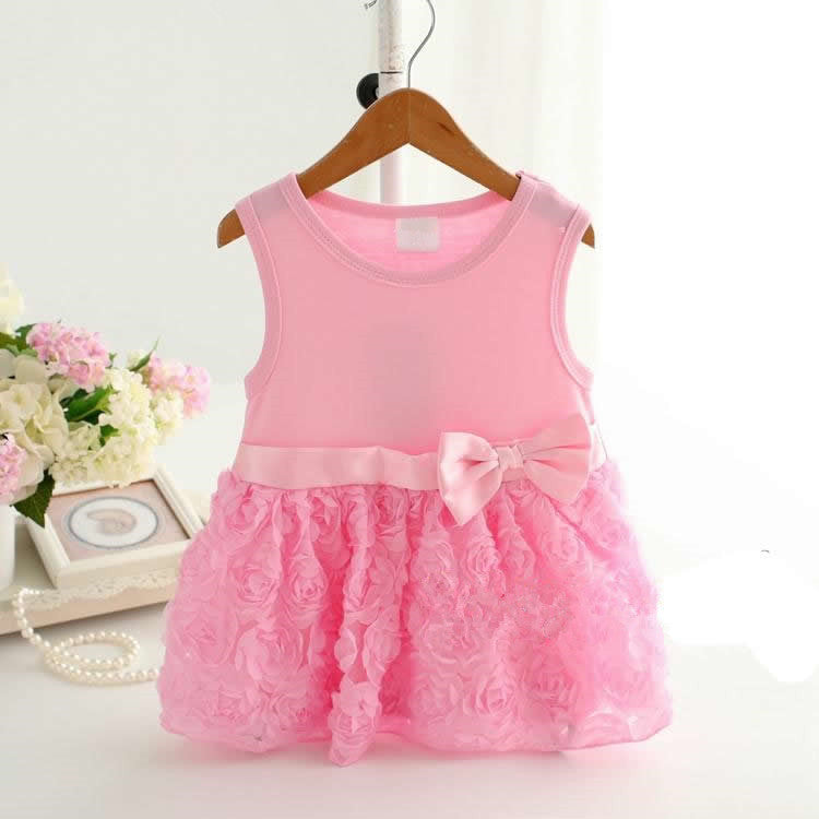 Fashion Summer 2pcs Girl Kids Baby Bebe born Flower Headband+Princess Rose Dress Girls Dresses Clothing Outfit-Dollar Bargains Online Shopping Australia