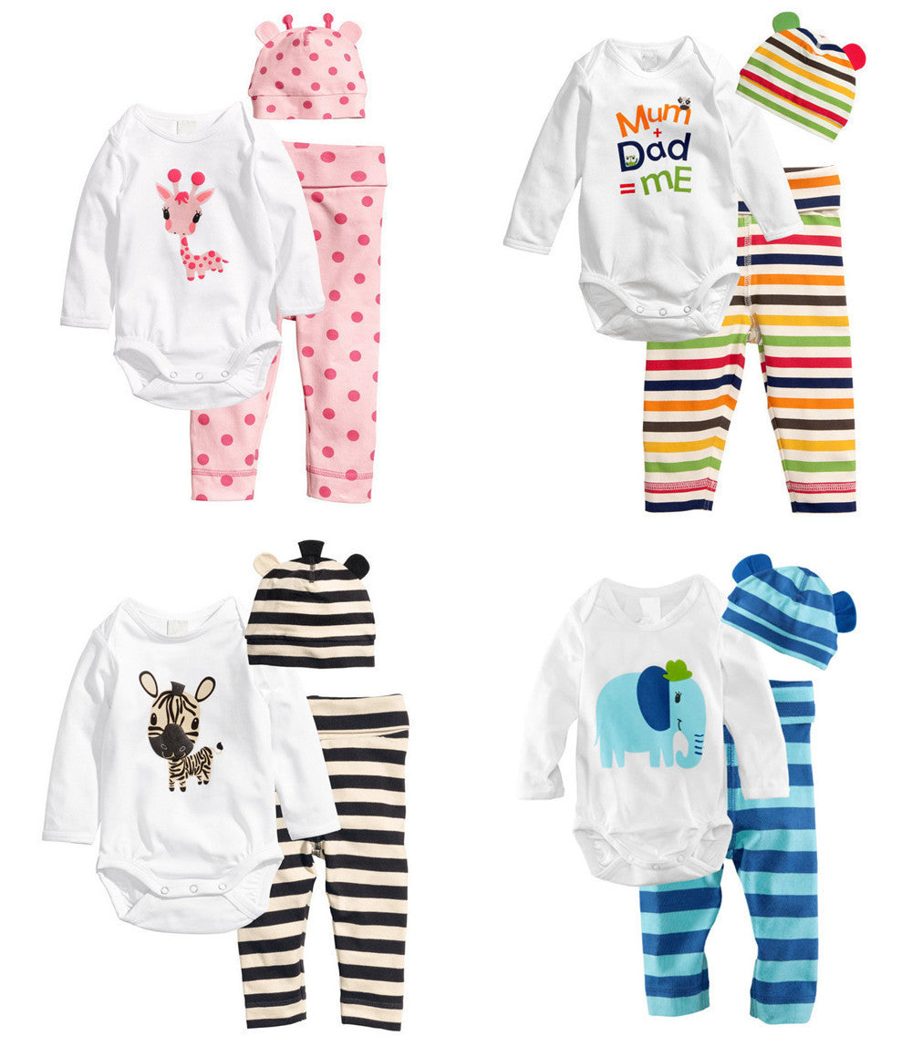 3pcs born Baby Girls Toddler Clothes Cartoon Hat+Romper+Pants Cap Jumpsuit Suit Trousers Bebe Clothing Set Roupa Infantil-Dollar Bargains Online Shopping Australia