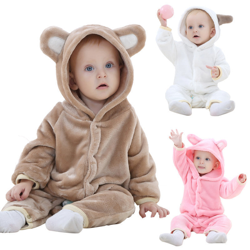 Spring Cute Baby Rompers Warm Long Sleeve Baby Clothes Autumn Coral Fleece Baby Girls boys Clothes Cartoon Jumpsuit JY018-Dollar Bargains Online Shopping Australia