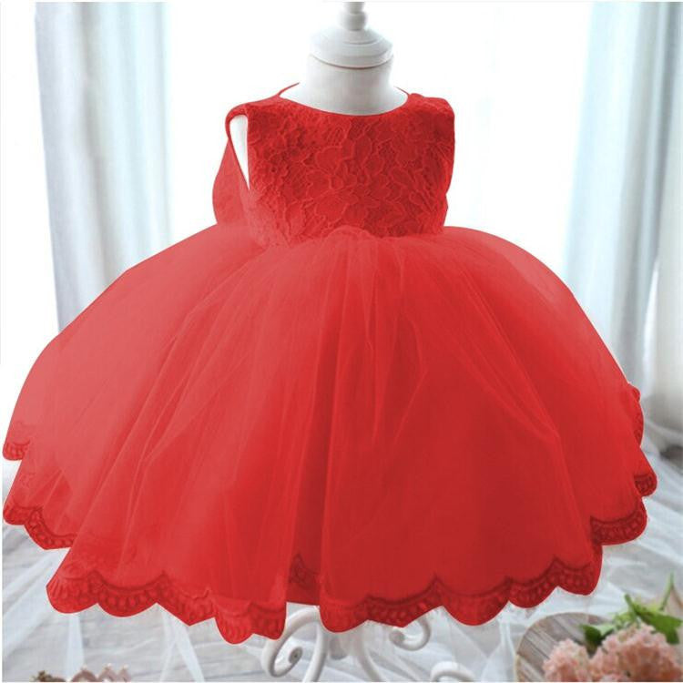 Elegant Girl Dress Girls Summer Fashion Pink Lace Big Bow Party Tulle Flower Princess Wedding Dresses Baby Girl dress-Dollar Bargains Online Shopping Australia