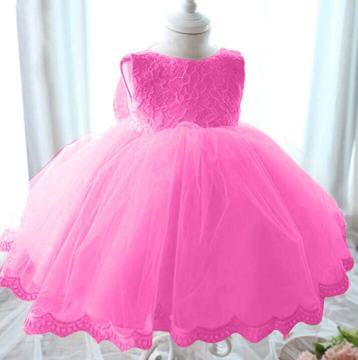 Elegant Girl Dress Girls Summer Fashion Pink Lace Big Bow Party Tulle Flower Princess Wedding Dresses Baby Girl dress-Dollar Bargains Online Shopping Australia