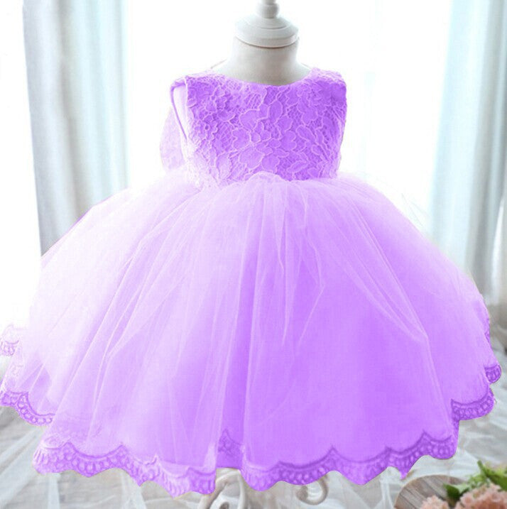 Elegant Girl Dress Girls Summer Fashion Pink Lace Big Bow Party Tulle Flower Princess Wedding Dresses Baby Girl dress-Dollar Bargains Online Shopping Australia