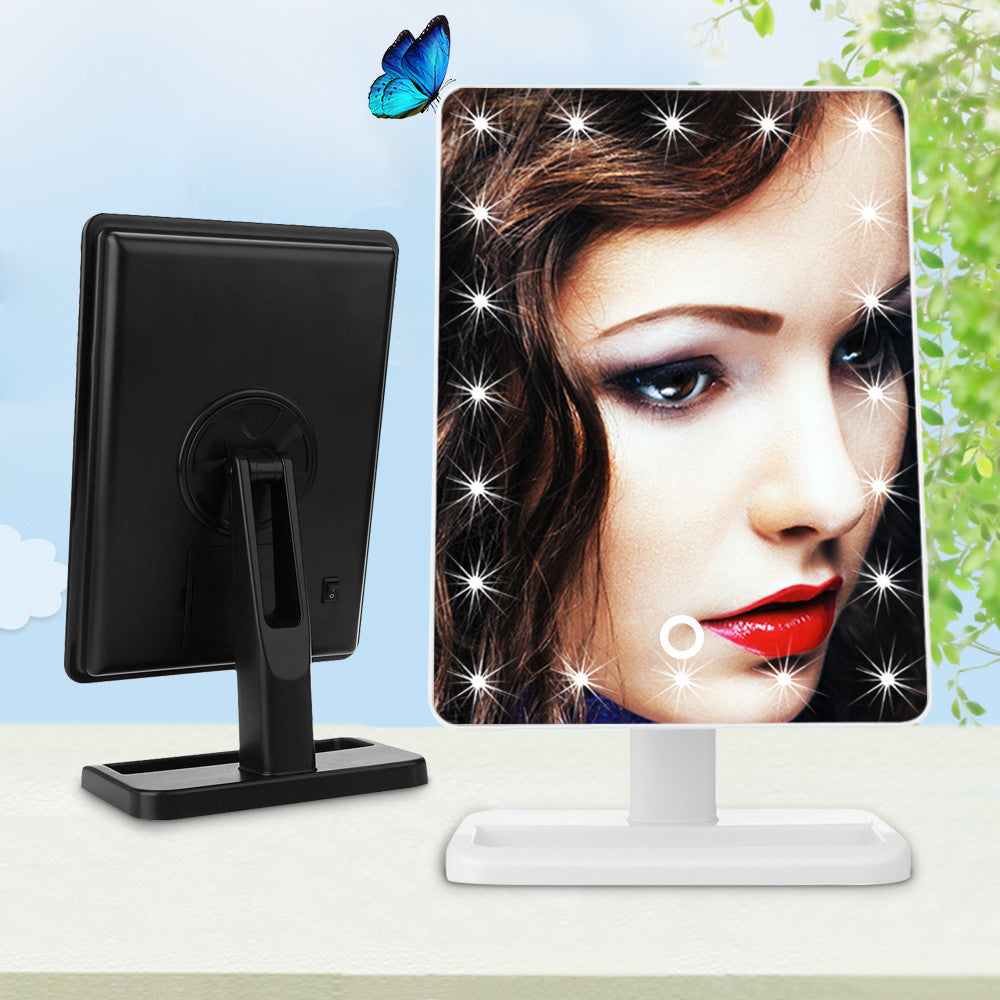 Adjustable Vanity Tabletop Lamp 20 LEDs Lighted LED Touch Screen Mirror Makeup Portable Mirror Luminous 180 Rotating Mirror-Dollar Bargains Online Shopping Australia