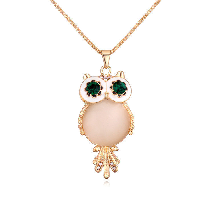 Brand Fashion Charms Crystal Owl Necklace Gem Cubic Zircon Diamond 18K Gold Long Chain Necklaces&Pendants Women Jewelry A329-Dollar Bargains Online Shopping Australia