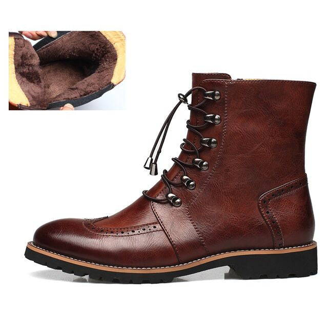 Arrival Fashion Bullock shoes,Handmade super warm Genuine leather winter boots Men,Casual British style Snow boots for men-Dollar Bargains Online Shopping Australia