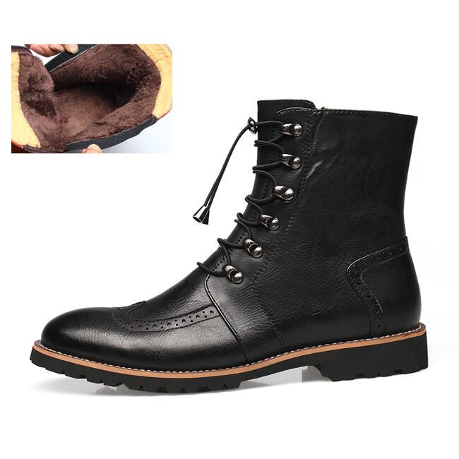 Arrival Fashion Bullock shoes,Handmade super warm Genuine leather winter boots Men,Casual British style Snow boots for men-Dollar Bargains Online Shopping Australia