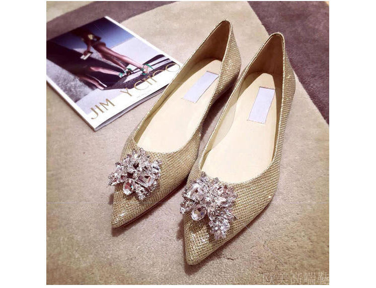 High genuine leather wedding party shoes bride high heels shoes crystal rhinestone pointed toe women shoes pumps-Dollar Bargains Online Shopping Australia