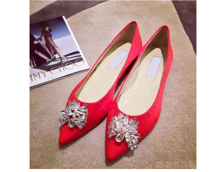 High genuine leather wedding party shoes bride high heels shoes crystal rhinestone pointed toe women shoes pumps-Dollar Bargains Online Shopping Australia