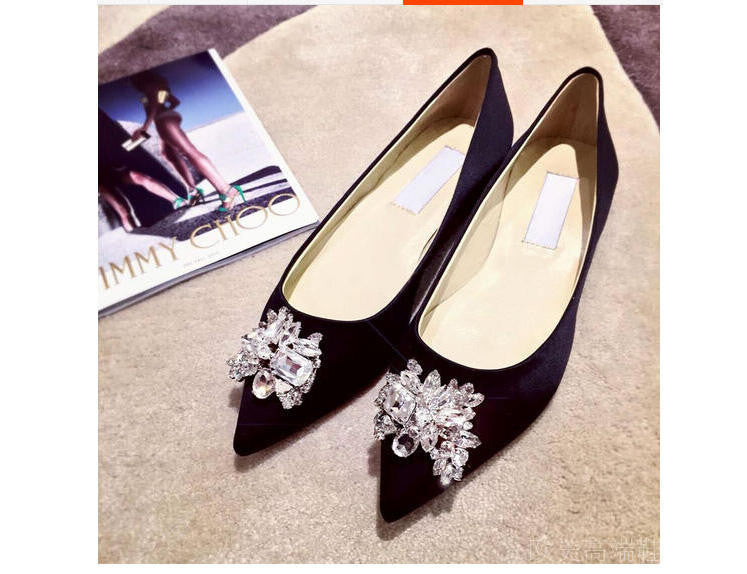 High genuine leather wedding party shoes bride high heels shoes crystal rhinestone pointed toe women shoes pumps-Dollar Bargains Online Shopping Australia