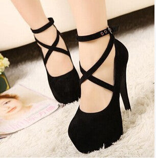 Plus Size 34-42 14cm Thin Heels Women Platform Pumps Cross Strap High Heels Shoes Woman Sexy Night Club Women's Shoes-Dollar Bargains Online Shopping Australia