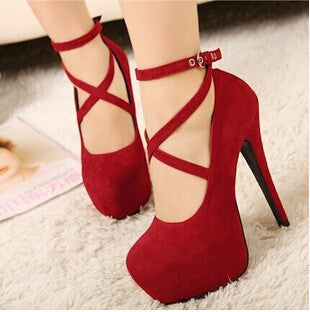 Plus Size 34-42 14cm Thin Heels Women Platform Pumps Cross Strap High Heels Shoes Woman Sexy Night Club Women's Shoes-Dollar Bargains Online Shopping Australia