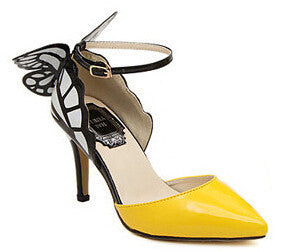 Big Size Thin High Heels Women Pumps 8/11cm ,Butterfly Heels Sandals,Sexy Wedding Shoes Party yellow purple black-Dollar Bargains Online Shopping Australia