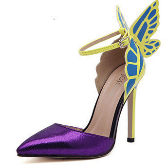 Big Size Thin High Heels Women Pumps 8/11cm ,Butterfly Heels Sandals,Sexy Wedding Shoes Party yellow purple black-Dollar Bargains Online Shopping Australia