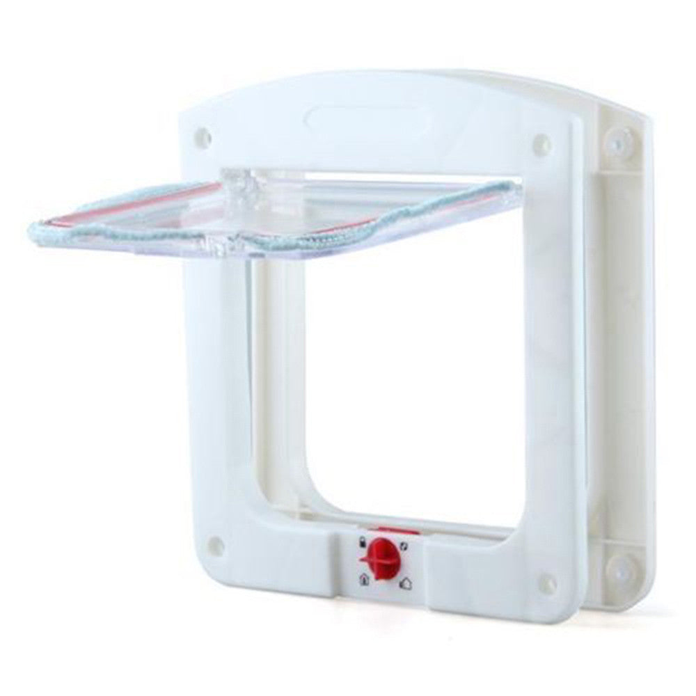 White Frame 4 Way Locking Lockable Magnetic Pet Cat Small Dog Flap Glass Door-Dollar Bargains Online Shopping Australia