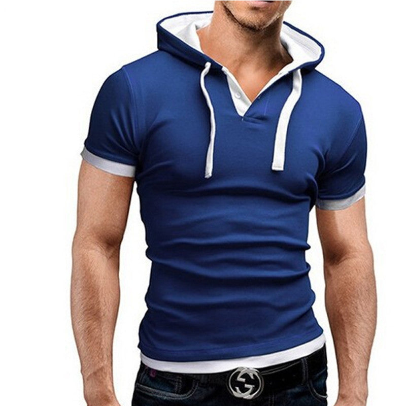 Men'S T Shirt Summer Fashion Hooded Sling Short-Sleeved Tees Male Camisa Masculina T-Shirt Slim Male Tops 4XL-Dollar Bargains Online Shopping Australia