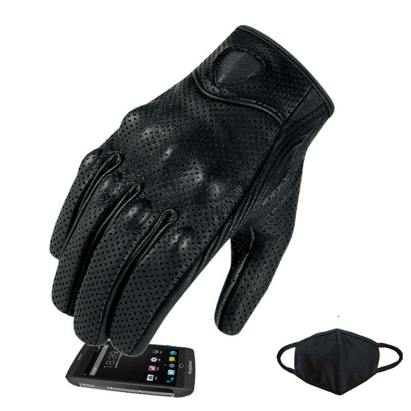 Motorcycle Gloves Real Genuine Leather All Season Glove Touch Screen Perforate Men Racing Motorbike-Dollar Bargains Online Shopping Australia