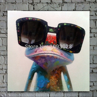 Cartoon Oil Painting on Canvas Abstract Animal Wall Art for Home Decoration 1pc Happy Frog 5cm strecth/ no frame-Dollar Bargains Online Shopping Australia