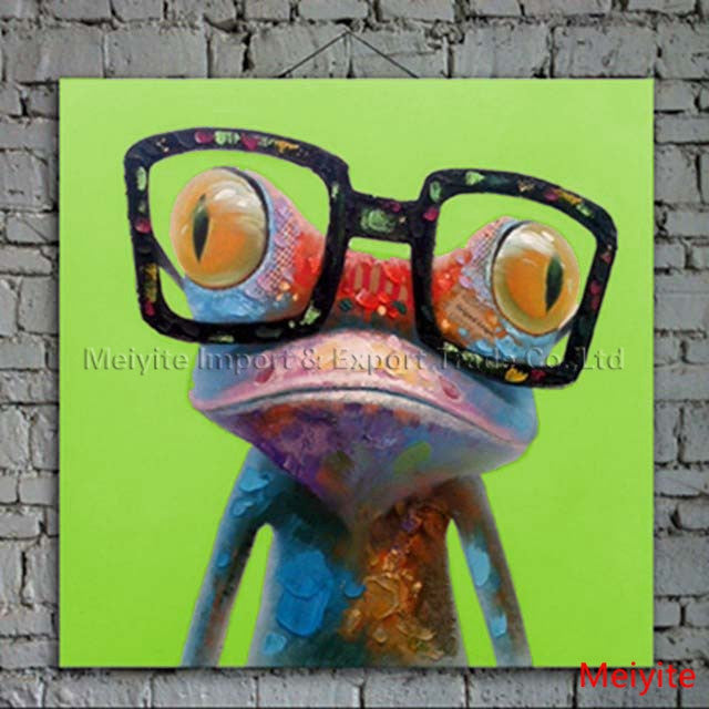 Cartoon Oil Painting on Canvas Abstract Animal Wall Art for Home Decoration 1pc Happy Frog 5cm strecth/ no frame-Dollar Bargains Online Shopping Australia