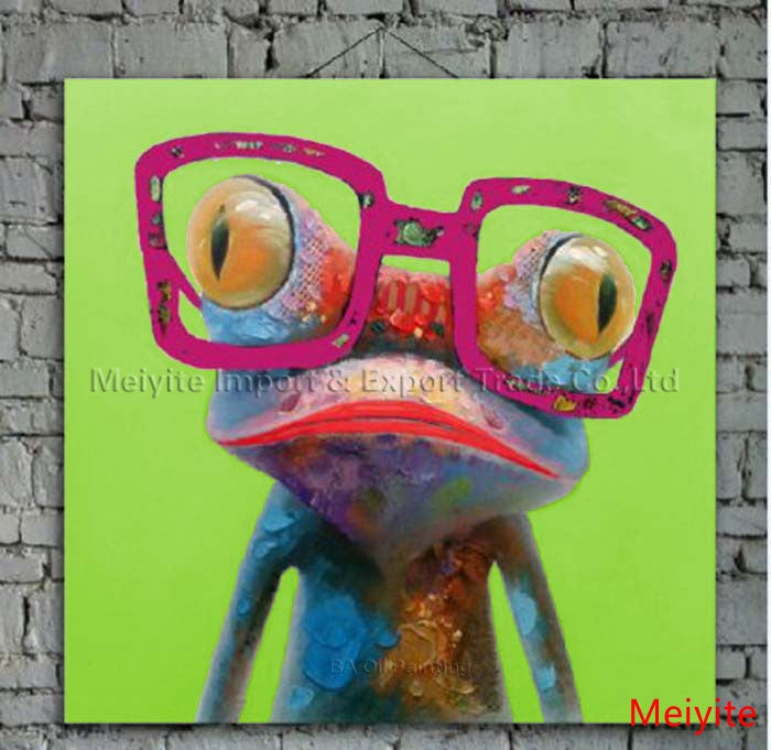 Cartoon Oil Painting on Canvas Abstract Animal Wall Art for Home Decoration 1pc Happy Frog 5cm strecth/ no frame-Dollar Bargains Online Shopping Australia