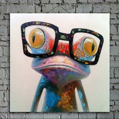 Cartoon Oil Painting on Canvas Abstract Animal Wall Art for Home Decoration 1pc Happy Frog 5cm strecth/ no frame-Dollar Bargains Online Shopping Australia